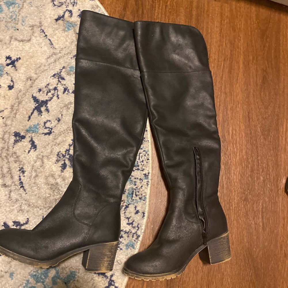 Thigh high black boots